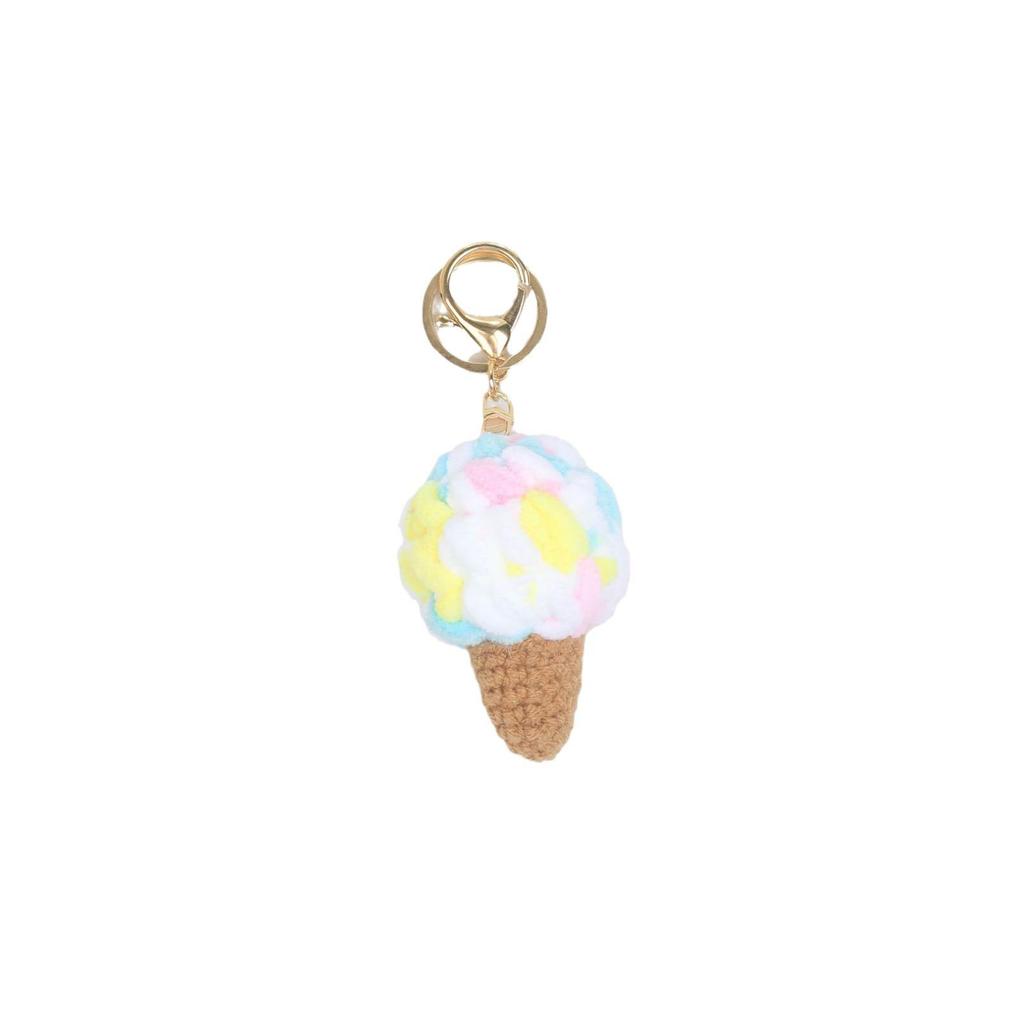 Cute Ice Cream Pompon Keychain Bag Charm for Kids