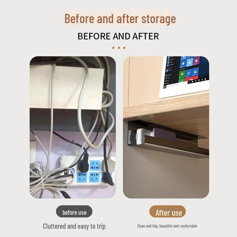 Under-Desk Cable Organizer: No-Punch Cable Management Box and Wire Storage for Computer Desks