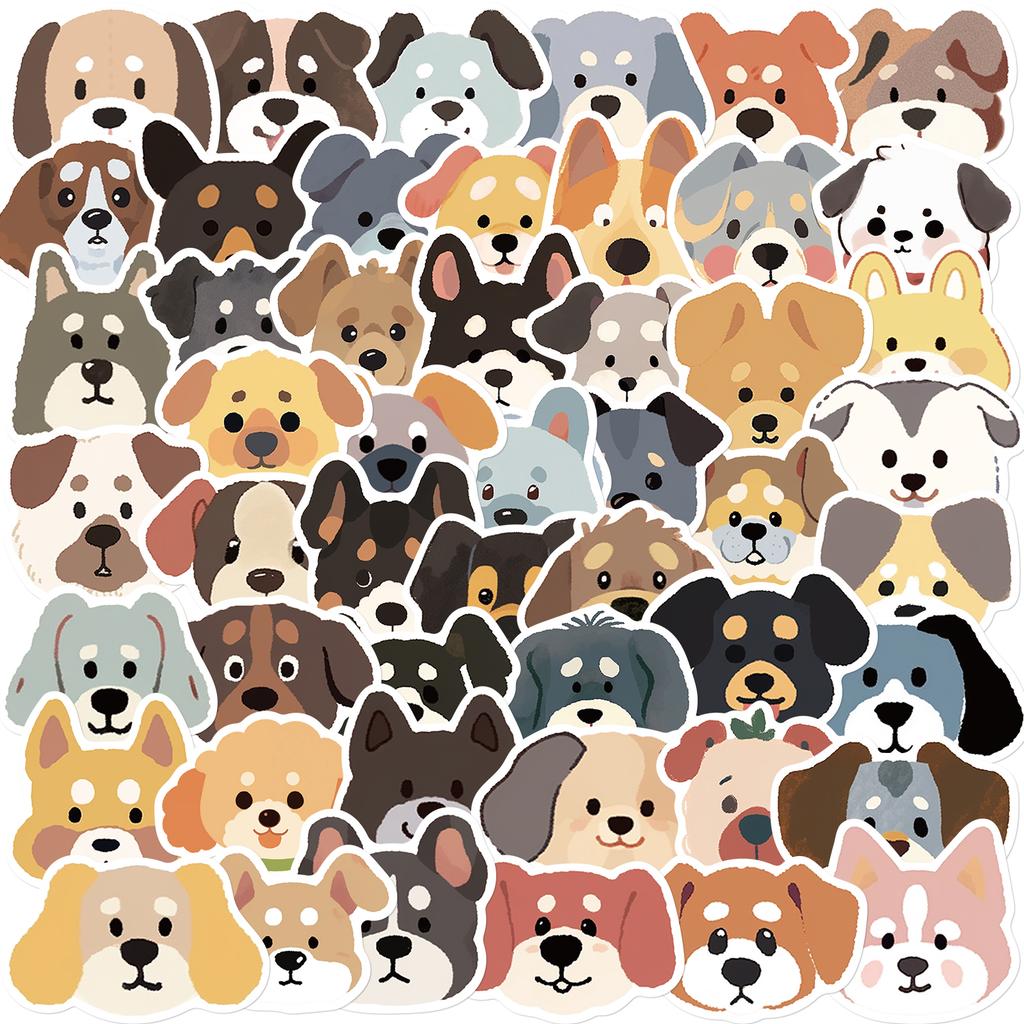 55pcs Cute Dogs Stickers DIY Waterproof Cartoon Graffiti Sticker For Laptop Computer Phone Guitar Luggage Scrapbooking