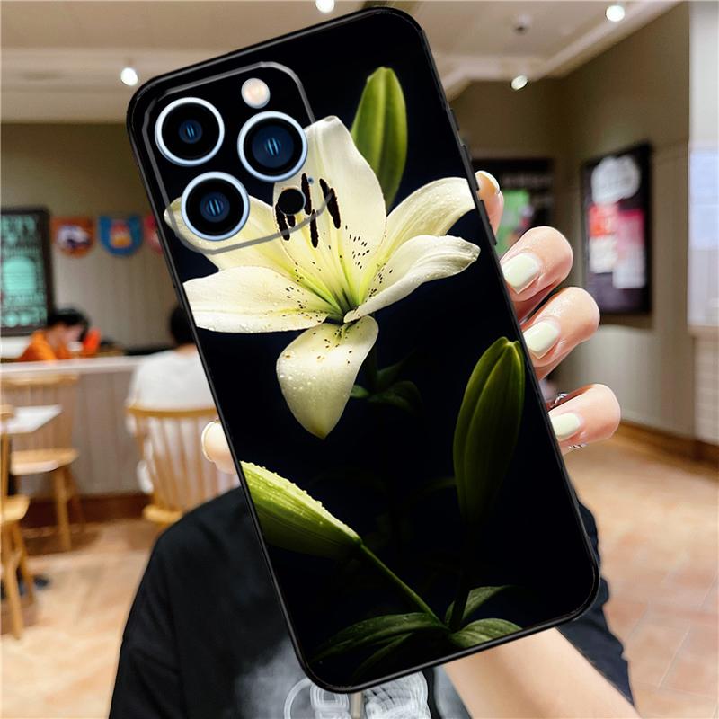 Colorful Flower Lily Case For iPhone 17 15 14 13 12 11 16 Pro Max Mini Plus 16e 17 Air Bumper Cover Accessories