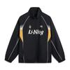 Li Ning Серия Спортивный Стиль Жизни Повседневная Ветровка Унисекс с Застежкой-молнией, Воротником-стойкой, Цветными блоками в стиле ретро, Верхняя одежда Черный AFDVE97-1