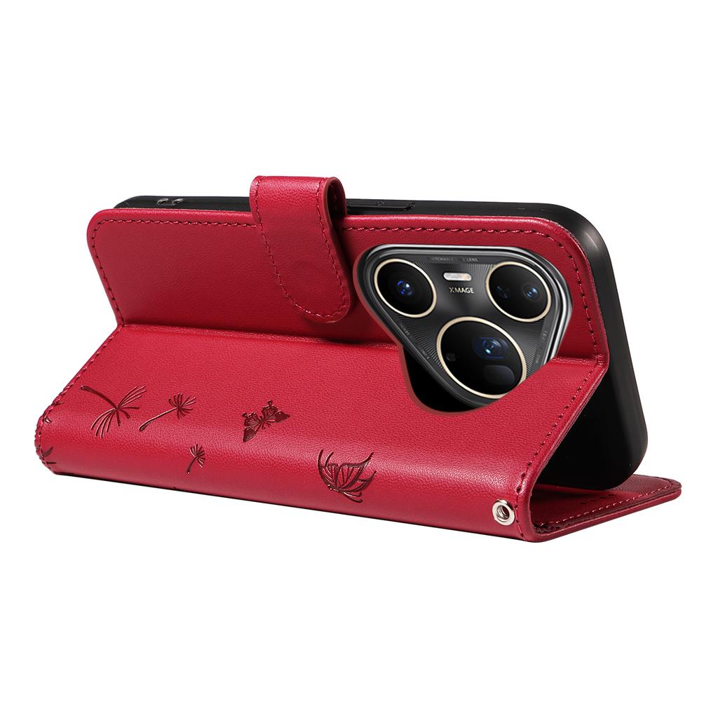 For Huawei Pura 80 Ultra Leather Wallet Case with Strap Dandelion Imprint Phone Stand Cover