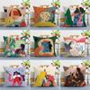 Illustration Style Printed Decorative Pillowcase Bedroom Living Room Square Cushion Pillowcase