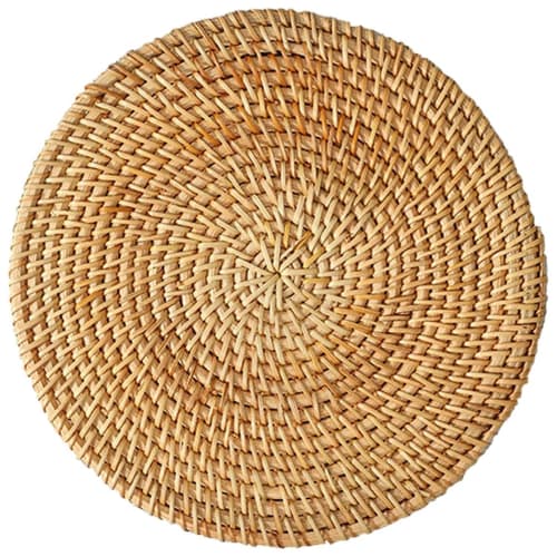 FFTQTOYS Rattan Round Trivet Pad, Heat-Resistant (20cm, 1.5cm Thick), Light Brown, 1 Piece