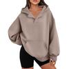 Autumn Winter Loose Casual Solid Color All-match Pullover Hoodies Women Pocket Hooded Sweatshirt Top
