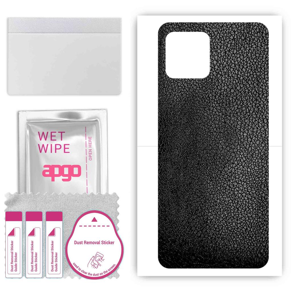 apgo Protective Skin Sticker for the Back Compatible with Infinix Hot 11 2022, Wrap Film, Foil, Vinyl - Pattern Black Leather
