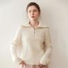 2025 Autumn/Winter Cashmere Half-Zip Lapel Women's Loose Style Knit Sweater