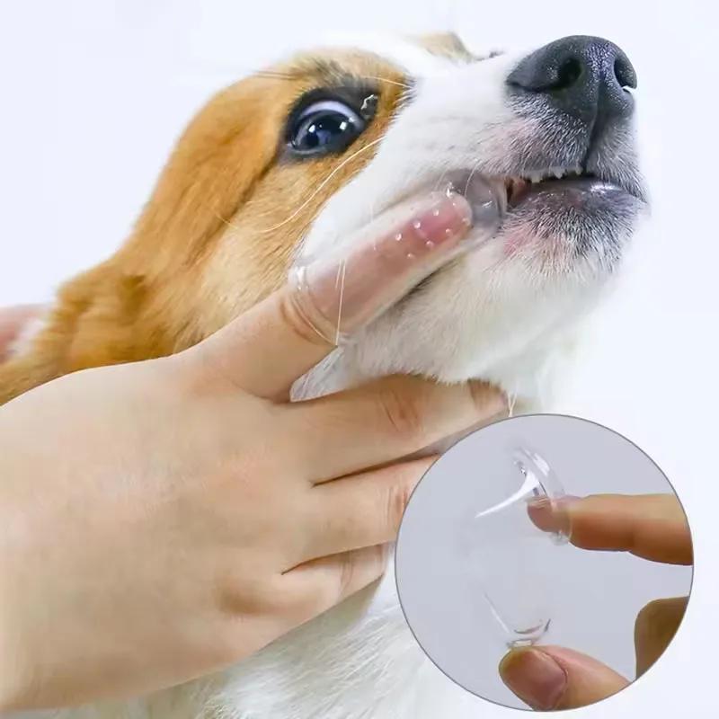 Soft Pet Finger Toothbrush Teddy Dog Brush Bad Breath Tartar Teeth Care Tool Dog Cat Cleaning Silicagel Pet Supplies