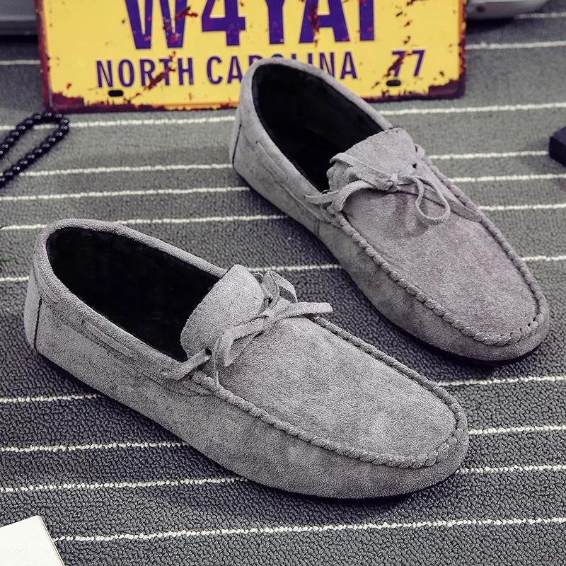 Fashion Spring Red Suede Loafers Slip On Walking Driving Shoes for Men Soft Leather 2025 Comfortable Casual Man Flat Shoes Zapatillas