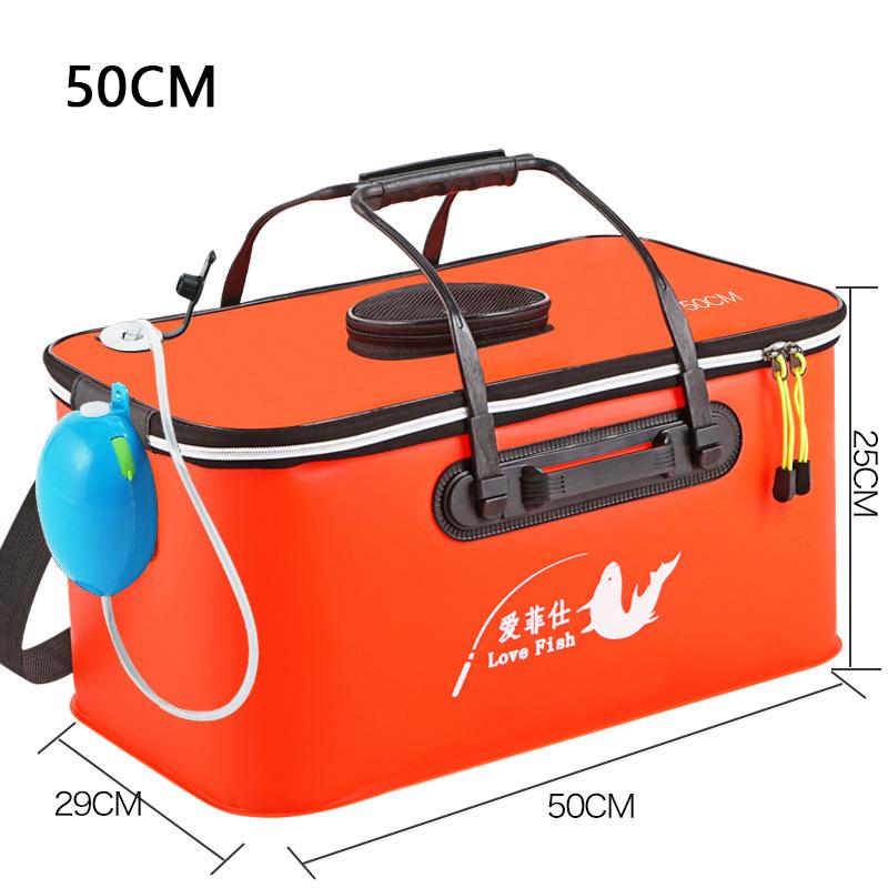 Foldable Wear-resistant Waterproof EVA Fishing Barrel Fishing Box Tools Box Optional Rechargeable Oxygen Pump 30cm/35cm/40cm/45cm/50cm Size Choices
