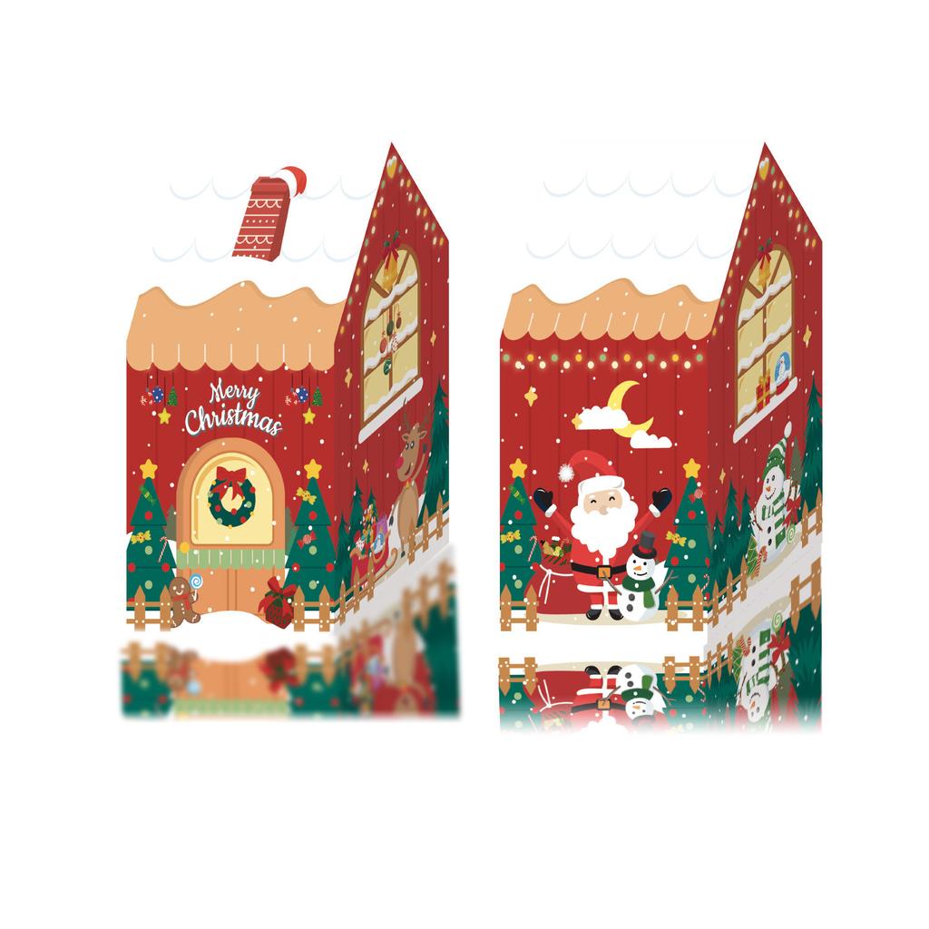 50 шт. Рождественский снеговик Пряничный домик Маленький домик Конфетные коробки для печенья Коробки с бантами Подарочные цветные коробки Рождественские украшения