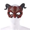 Halloween Demon Mask Horns Devil Half Face Mask Party Cosplay Horror Monster Masquerade Scary Haunted House Props Pu Mask Decor