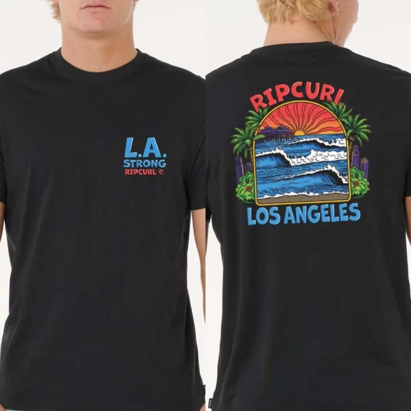 25 Лето Новинка Серф Закат Футболка Rip Curl Мужская Оверсайз Y2k Хлопок Дышащая Высокое Качество Мужской Топ Футболки Графические Футболки
