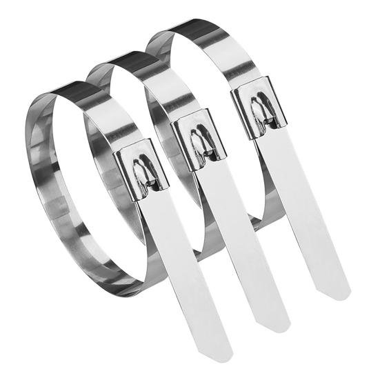 100 шт. Металлические хомуты-стяжки Многоцелевые самоблокирующиеся кабельные стяжки из нержавеющей стали для обмотки выхлопных труб, деталей сетки-рабицы, ферм, труб