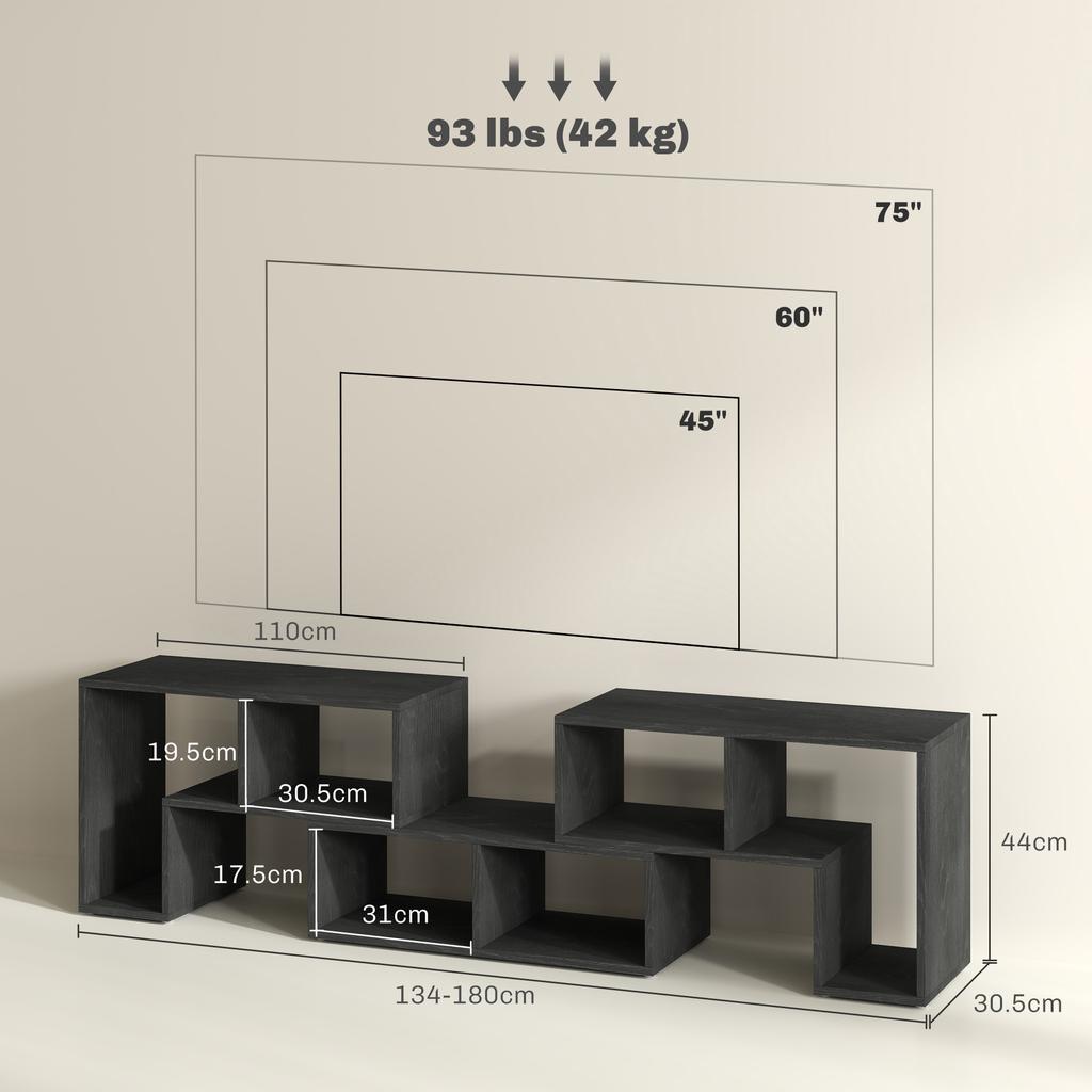 Three-Block Modular TV Stand - Black Wood-Effect