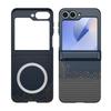 Высококачественный кожаный чехол для телефона Samsung Z Flip 6 5 4 3 Flip6 Flip5 Flip4 Защитный чехол с магнитным беспроводным зарядным шарниром