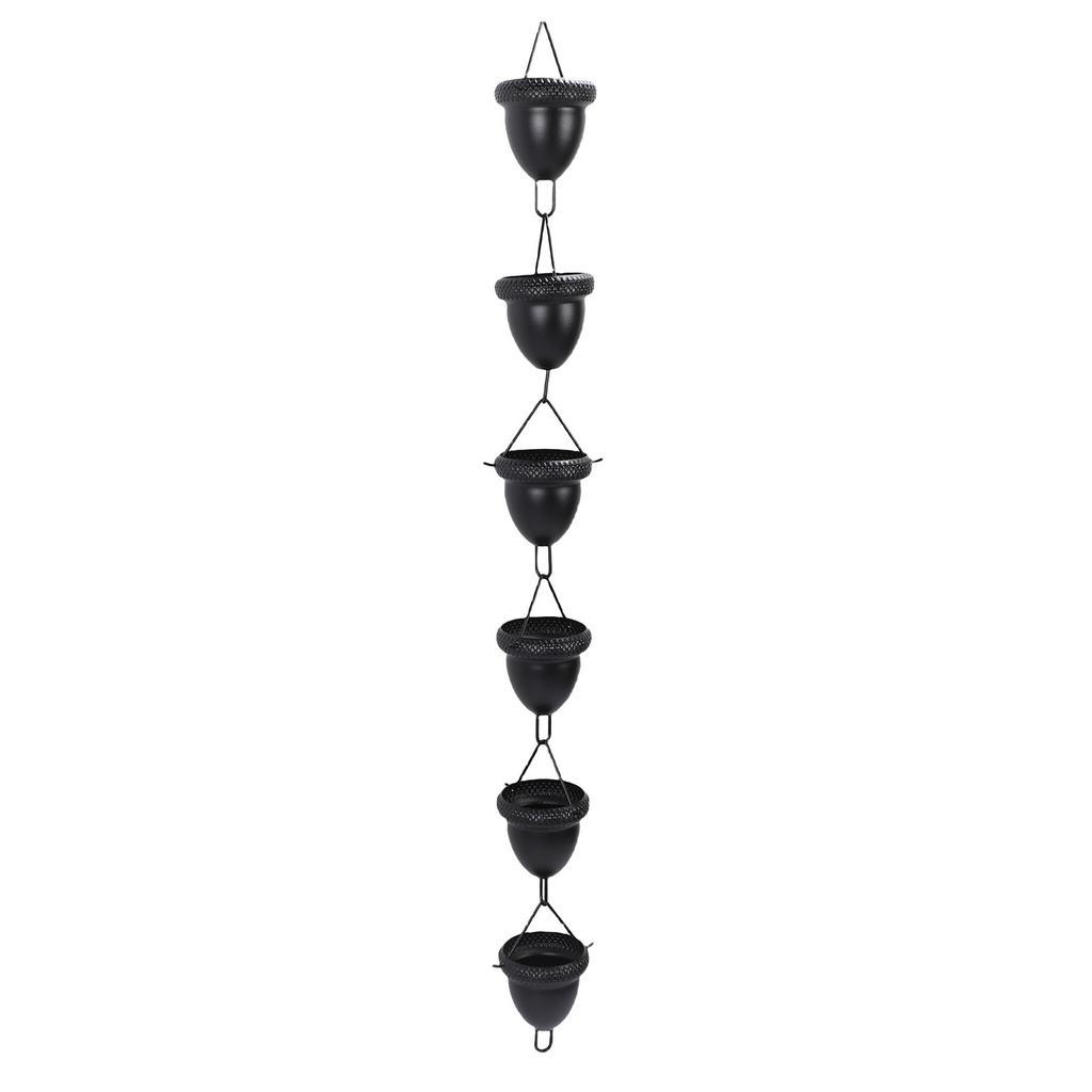 Black Acorn Rain Chain 3.6ft Decorative Rain Catcher Chain for Gutter Downspouts Aluminum Alloy