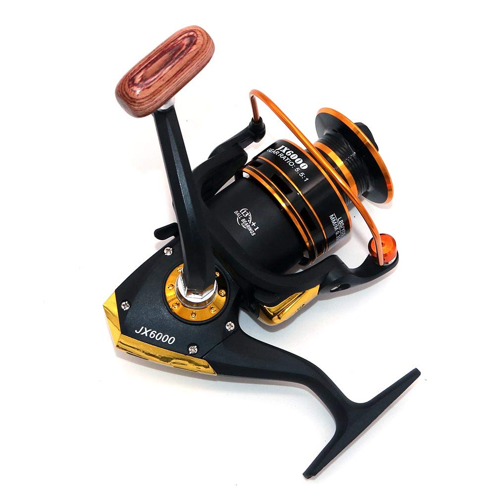 NUZAMAS AF6000 Fishing Reel Ball Smooth Spinning Up to 12kg Freshwater Bait Lure Left or Right Hand Operated - 12+1 Bearings, Lightweight, Reel, Drag,