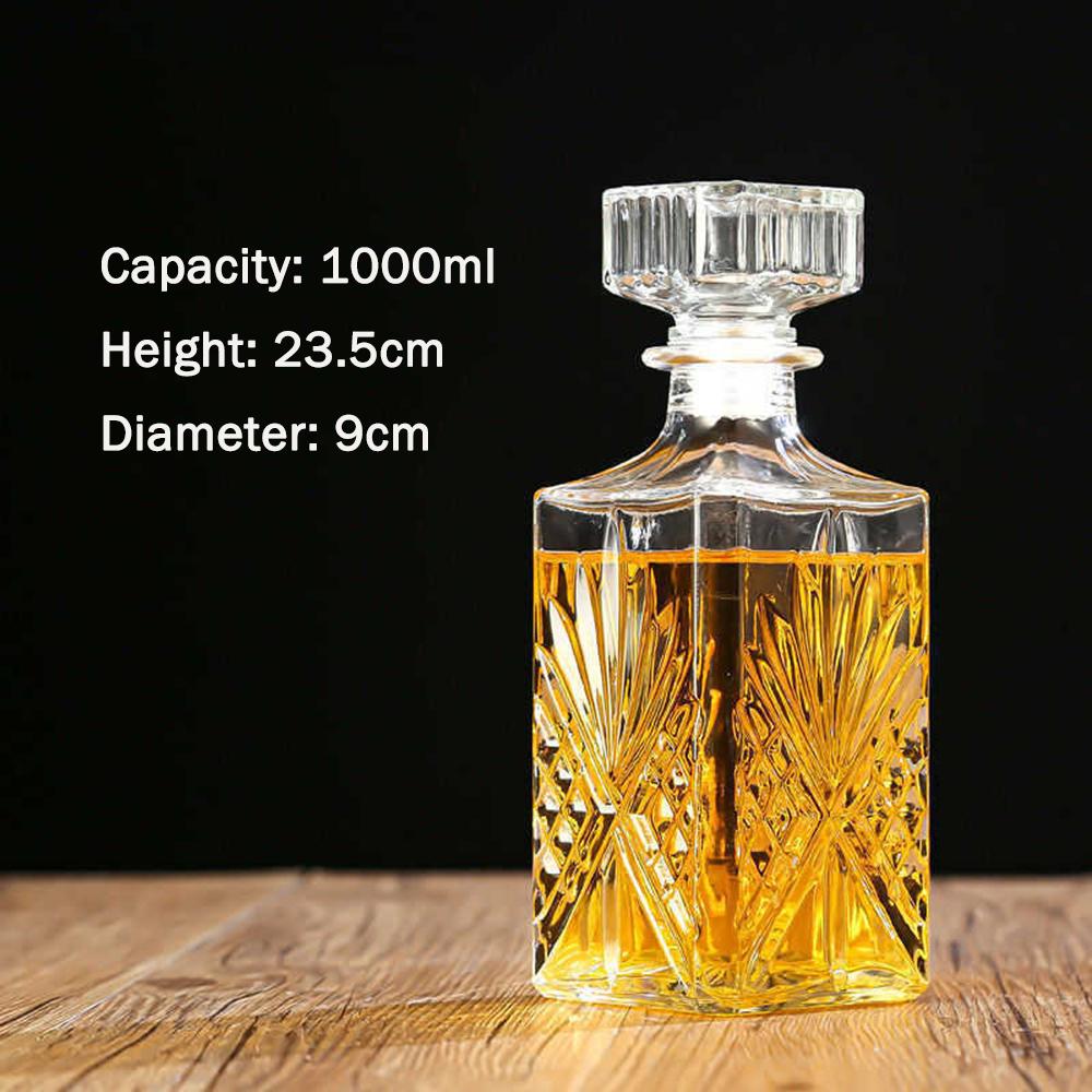 Carving Glass Wine Bottle, Whiskey Red Wine Liquor Wine Separator, Wine Cabinet Decoration, Empty Wine Bottle, 8000/1000ML
