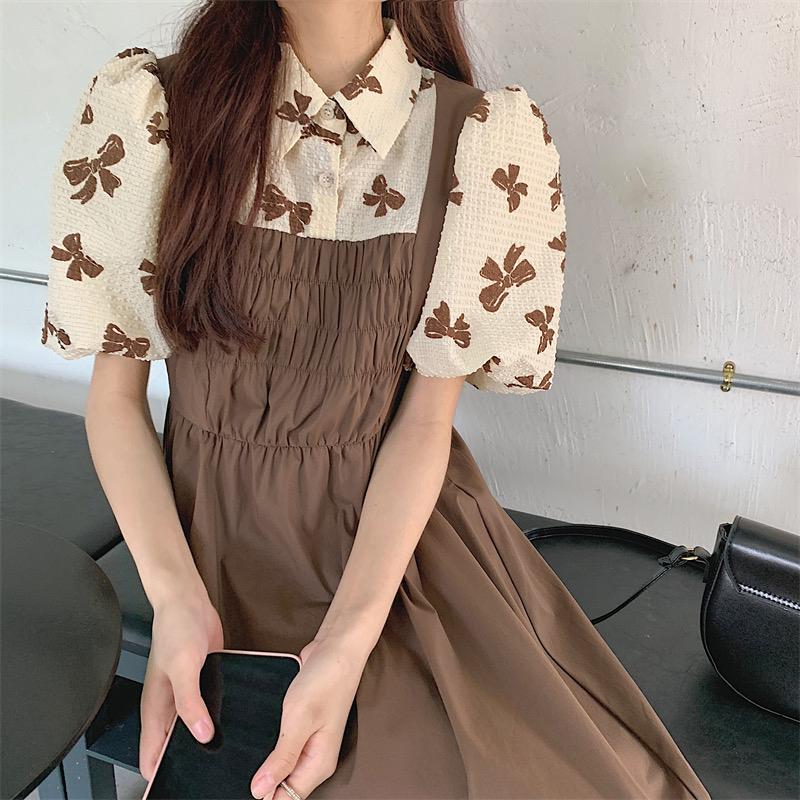 Cute Midi Length Dresses Spring Vintage Print Long Dress Women Clothing Korean Style Clothes