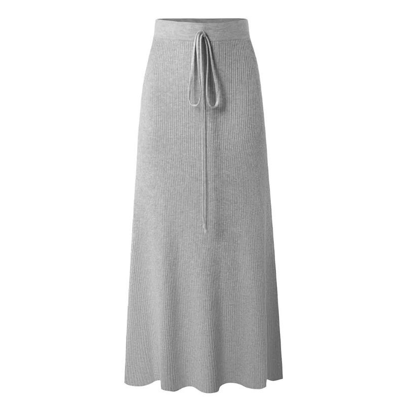 Женская однотонная узкая юбка с разрезом по бокам, длинные юбки в стиле бохо, повседневная юбка длиной ниже колена с высокой эластичной резинкой на талии, модная макси-юбка для пригородных поездов
