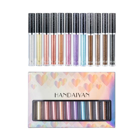 Изысканный сверкающий красивый набор жидких теней для век из 12 цветов для новичков