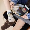 Носки женские до середины икры в стиле ретро-мультфильма с животными в корейском стиле - Милые цветные блоки в стиле академии для осени и зимы