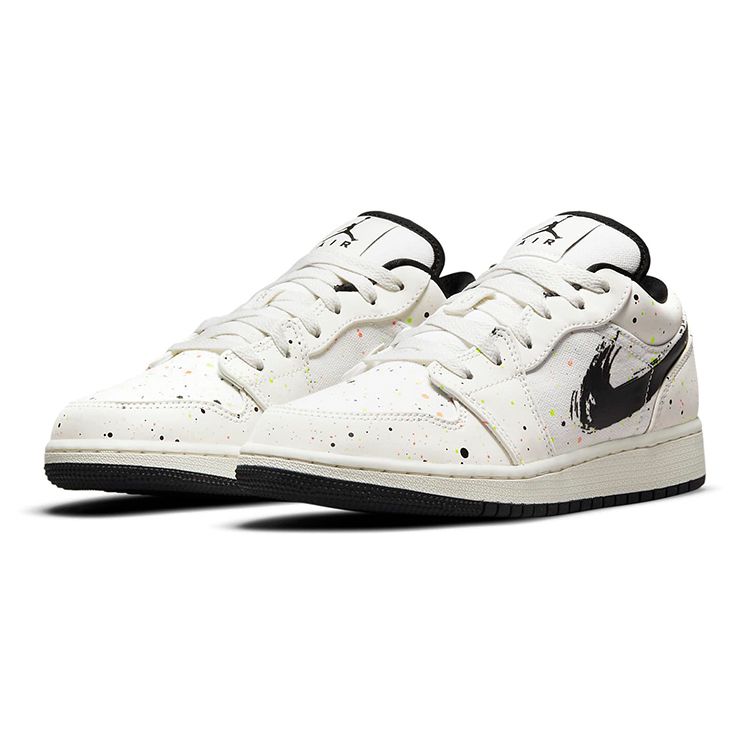 Детские кроссовки Air Jordan 1 Low SE GS Paint Splatter кремового цвета с парусом DH3295-100
