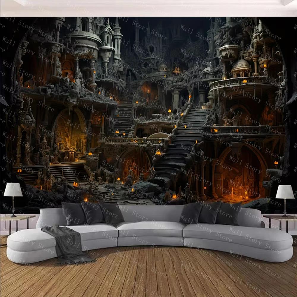 Accnicc Магический гобелен-книжная полка Хиппи Магический Ведьминский Зелье Настенный гобелен Готический гобелен Череп Библиотека Книга Арт Гобелен