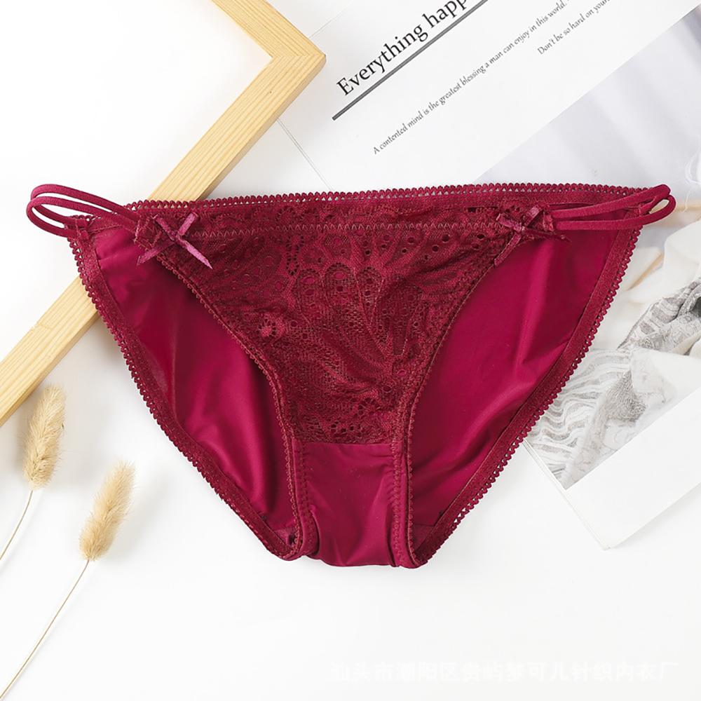 Soft Transparent Bandage Bow G-string Low-waist Women Thong Sexy Briefs Lace Panties Lingerie