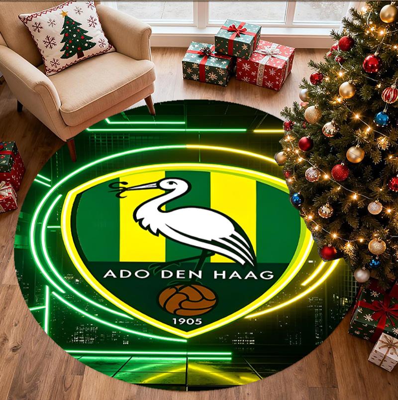 ADO Den Haag Pattern Round Rug, Indoor/Outdoor Mat, for Picnic, Gameroom, Bedroom, Office, Living Room, Home Decor Carpet, Birthday Gift
