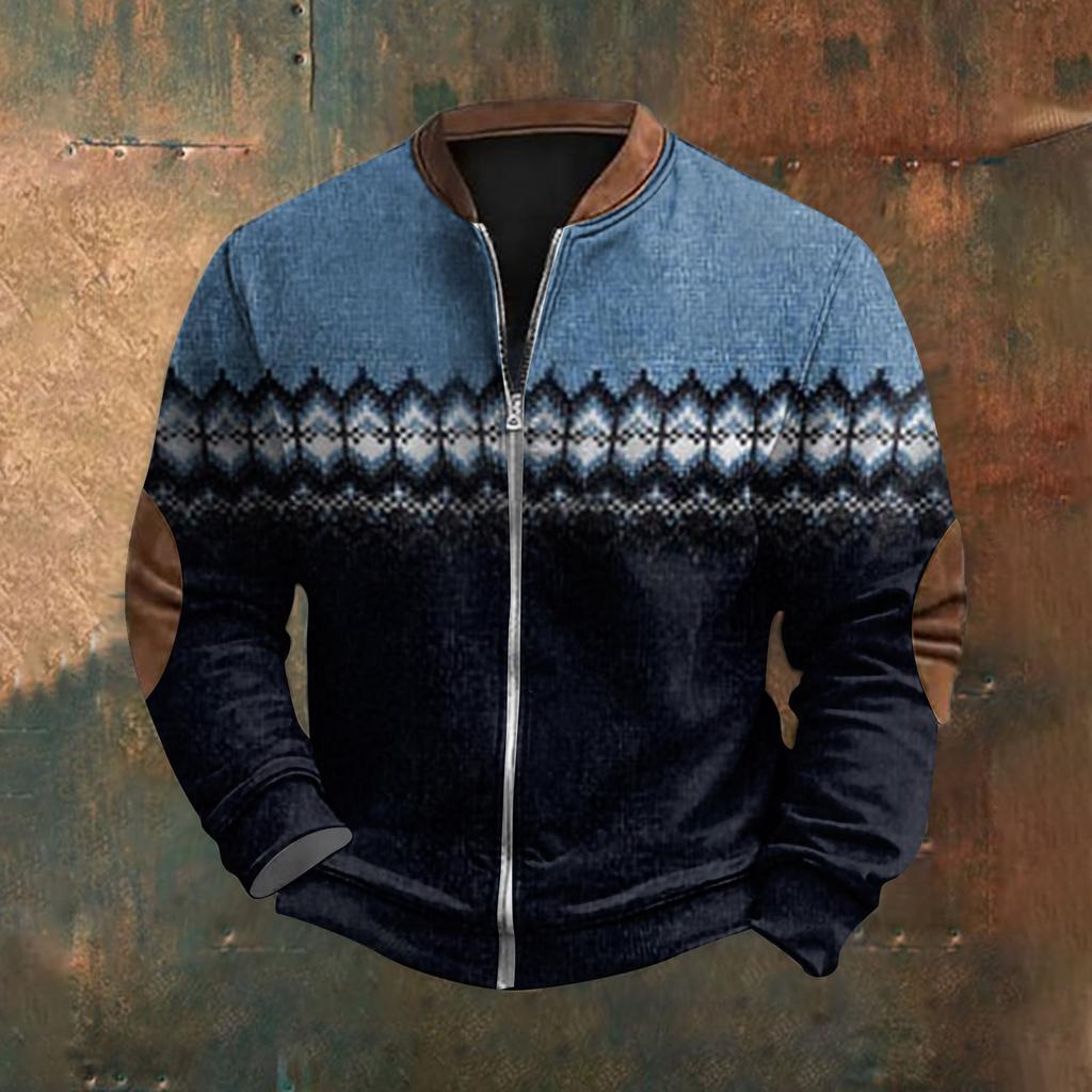 Мужская повседневная толстовка в стиле ретро с градиентным принтом