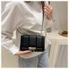 Elegant Solid Color Gold Buckle Decoration Women Casual Shoulder Bag Square