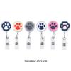 PVC Students Doctors Nurse Retractable Badge Holder Cartoon Cat Paw ID Card Holder Name Card Holder