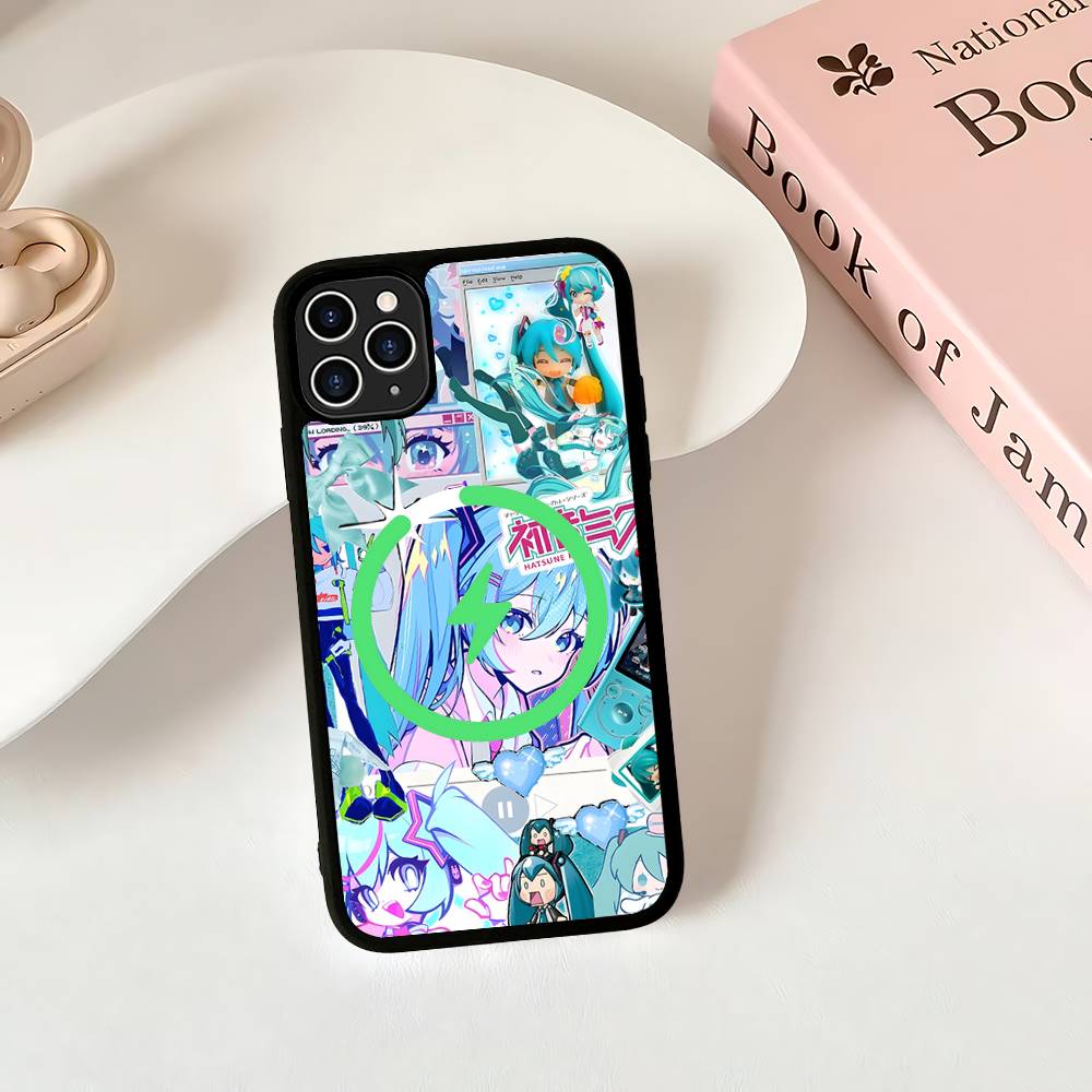 Милый H-Хацунэ Мику Магнитный Беспроводной Чехол Для Телефона Для IPhone 17 16 15 14 Plus 13 12 11 Pro Max