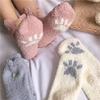 3/5 Pairs Winter Women Warm Socks Fluffy Plush Sleep Soft Cozy Girls Cute Cartoon Floor Socks