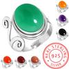 925 Sterling Silver Ring Women Gemstone Handmade Jewelry Anniversary Gift Amber Amethyst Black Onyx Carnelian Garnet Quartz Green Onyx Gold Stone Boho