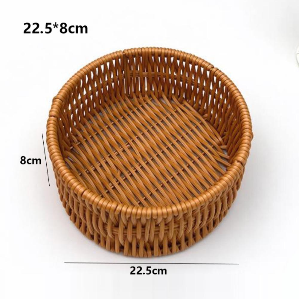 Handwoven Bread Fruit Vegetables Basket Hardness Rattan Basket Restaurant Serving Tabletop Display
