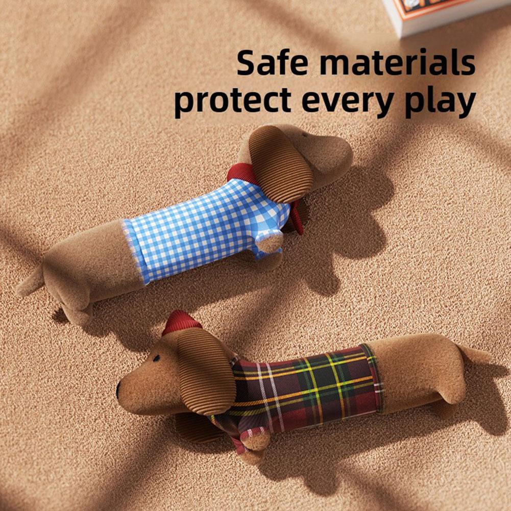 Dachshund Dog Squeaky Plush Toy Soft Cuddly Pet Supply Boredom Relief Teeth Cleaning For Indoor Carpet Chewing & Playtime