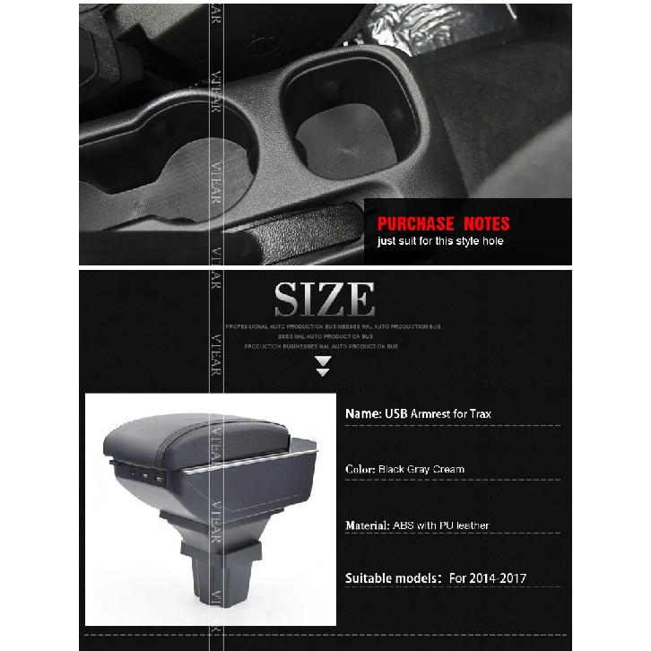 Vtear For Chevrolet Trax Tracker Armrest Interior Center Console Storage Box Arm Rest Accessories Car-Styling Parts Decoration