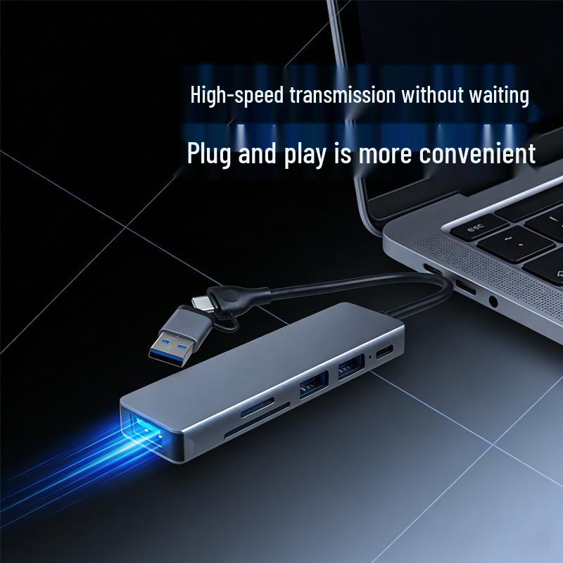 6-в-1 USB-C хаб с USB 3.0, кард-ридером SD/TF и многофункциональным сплиттером