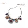Diamonding Jewelry Ethnic Women Crystal Stone Inlaid Round Enamel Pendant Statement Bib Necklace