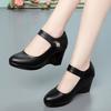 Genuine Leather Women Shoes Casual Wedge Shoes Round Toe Comfort Black Work Shoes Women Platform High Heels Size 35-40