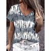 Striped Women's T-shirt Summer Outdoor Fashion Trendy Short Sleeve V-Neck T-Shirt Large Size Loose Women's Clothing Versatile