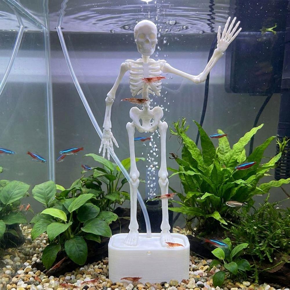 Multi-Joint Movable Dancing Skeleton Aquarium Bubbler Halloween Party