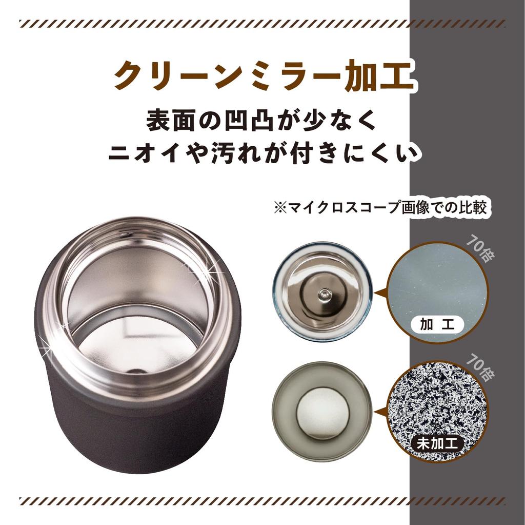 Пищевой контейнер Atlas Biranchi с внутренней крышкой, термос для супа, 650 мл, угольный, вакуумная изоляция, сохраняет еду горячей или холодной, идеально подходит для ланч-боксов (AFPN-650CH)