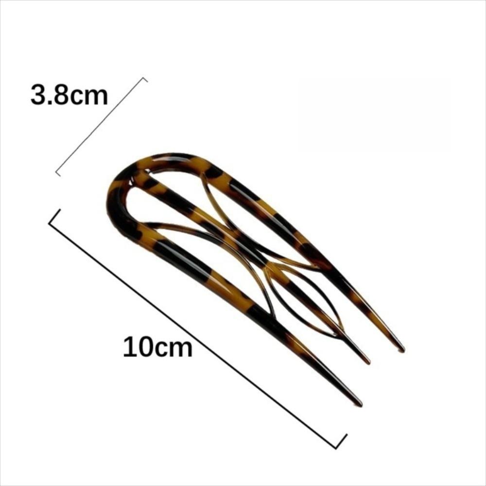 Multi-pronged U-shaped Hair Stick Leopard Print Hair Fork Vintage Hair Clip Hair Accessories