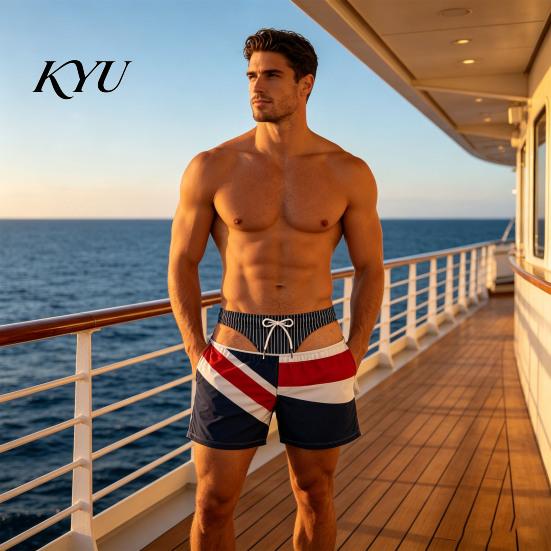 Breathable Lightweight Summer Shorts Men Hairy Butt Shorts, Funny Booty Print Beach Realistic Comfortable Elastic Waist Swim 3D Briefs Patriotic