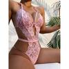 Crotchless Sexy Lingerie Women Lace Hollow Bra Sets Erotic Costumes Teddy Babydoll Dress Deep V Hot Open Bra Porn Underwear Set