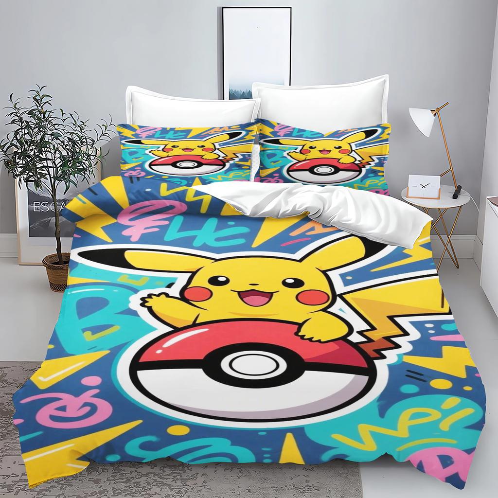 Comforter Pokémon Tuya Anime Home Bedroom Comforte Nordic Polyester Material Suitable For Children And Adults 3-Piece Set